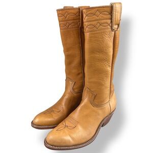 Stewart Boot Co Tan Soft Leather Western Cowboy Boots Men's 10.5 D Handmade 70s